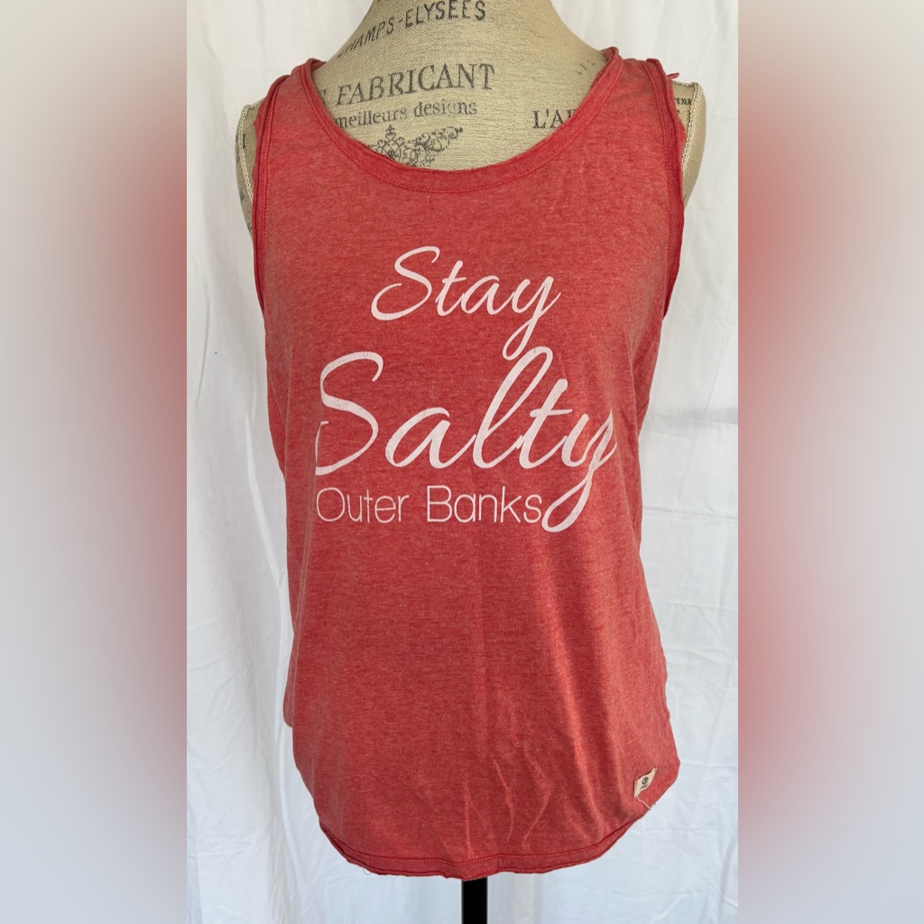 Lagaci Women’s Outer Banks Obx “Stay Salty” Racer Back Tank In Coral Sz M